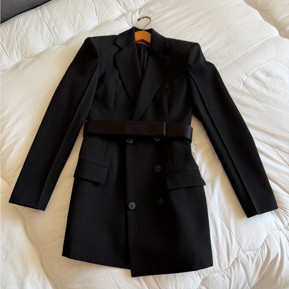 Alexander Wang belted blazer dress in wool tailoring